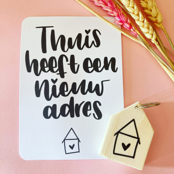 Kaart met sleutelhanger Nieuw adres